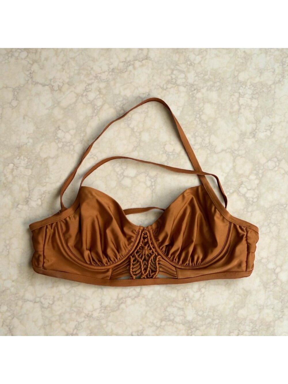 SWIMSUITS FOR ALL Copper Bronze Bikini Woven Top Size 18